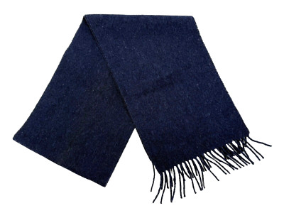 Alpaca Mens Unisex Alpaca Wool Blend Scarf Blue Peru 64 x 10  Fringe Dry Clean