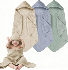 3-Pack Hooded Baby Towels for Newborn 100 Cotton Soft Babies Blanket Toddler an