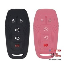 2Pcs Keyless Entry Remote Car Smart Key Fob Outer Shell Cover Soft Black Pink
