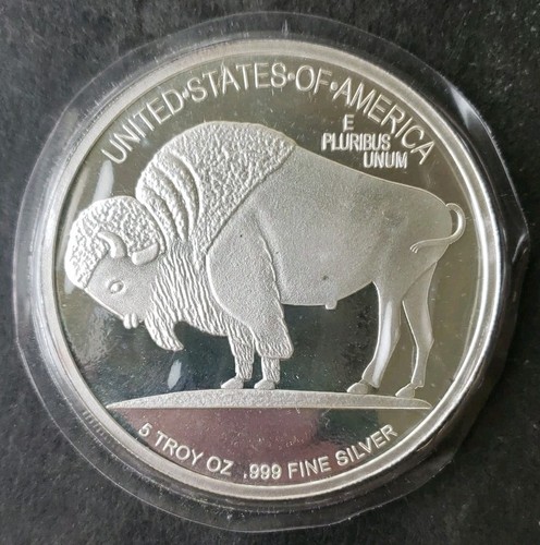 Bufalo tondo argento 5 oz 2015 in plastica - Foto 2 di 2