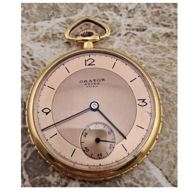 14k Gold Filled Swiss Orator 15 Jewel Deco Dress  Pocket Watch ca. 1929