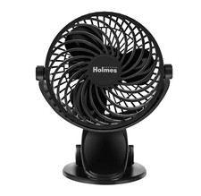 Holmes 4" On-The-Go Portable Clip Rechargeable Battery 360  Rotation Fan Black