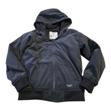 Abercrombie Kid Bomber Jacket Boy 11/12 Hooded Dark Blue Cozy Aviator A F Coat