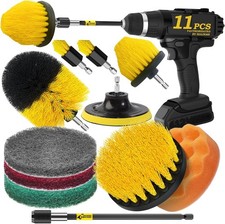 11 Piece Drill Brush Attachment Set Scouring Pads Power Scrubber Brush Scrub