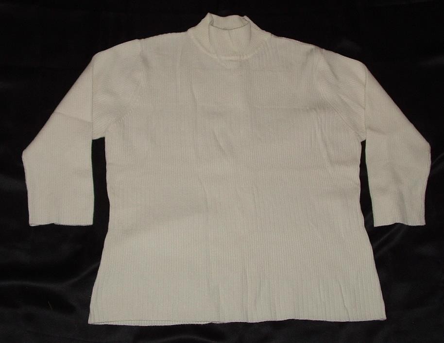 Ivory Sz Large 12 /14 Casual or Dress Stretchy Mock Neck Sweater WHITE STAG