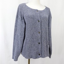 Vintage 1990s Eddie Bauer Box Cardigan Sweater Blue Gray L