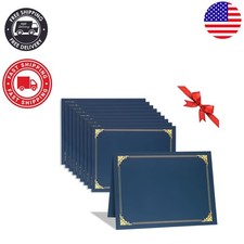 10-Pack Navy Blue Certificate Covers with Gold Foil, 8.5" x 11" Document Holders