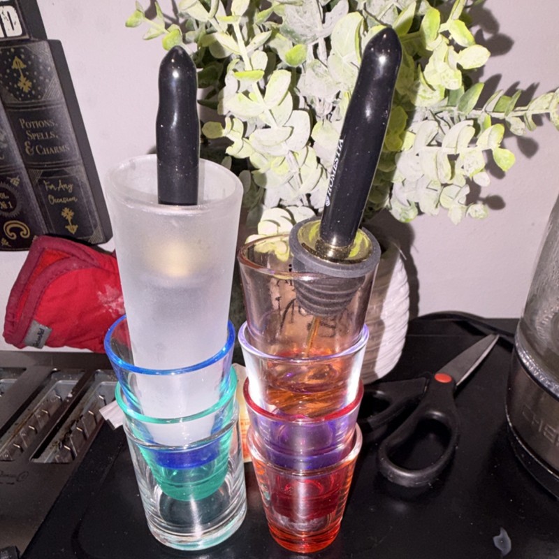 Multicolor Glass Shot Glasses Set of 6 Decorated Barware Novelty Round