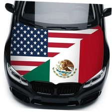 4x5ft Mexico Ameri ca Friendship Car Hood Cover, Car Bonnet Banner, Universal 