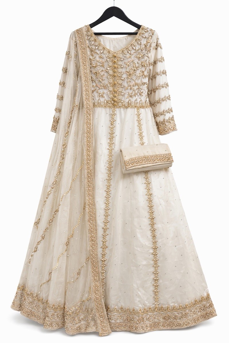 Indian/Pakistani Nikkah Anarkali Dress – 2 Piece Dupatta (Clutch Complimentary)