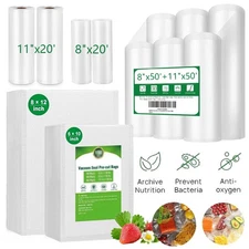 1-4 Giant Rolls 8"x50' 11"x50' 8x20' Vacuum Sealer Bags Food Saver Embossed Bag