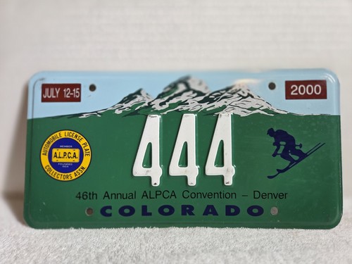 Vintage 2000 Colorado ALPCA Souvenir License Plate #444