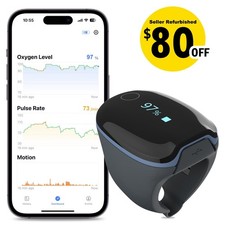 Wellue O2 Ring Pulse Oximeter SpO2 Continuously Record O2Ring Heart Rate Monitor