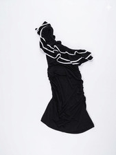 Black one-Shoulder Fitting  Bodycon Mini Dress Style Prominent Ruching/ women