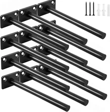 12 Pcs 6" Black Solid Steel Floating Shelf Bracket Blind Shelf Supports - Hidden