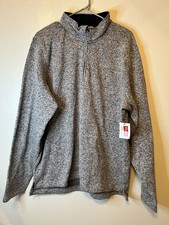 New Wrangler Authentics 1/4 Zip Sweater Large Fleece Heather Gray BG31