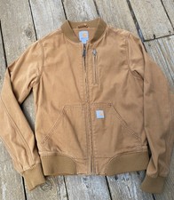 Carhartt Women s Jacket Brown Crawford Canvas Bomber XS 0/2 Full Zip Relaxed