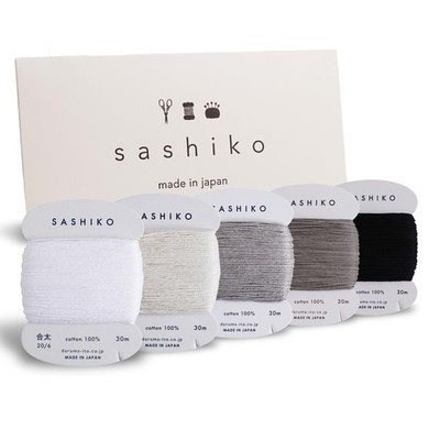 Sashiko Thread 100% Cotton Card Type 32.8yd 5 Colors Set Thick Yukidoke