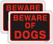 Beware of Dog Sign 2 Pack 10 X7 0.40 Rust Free Aluminum Metal Reflective Sign