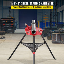 6" Tripod Pipe Chain Vise Stand w/ Steel Legs  Rubber Mounts bib