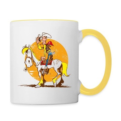 Lucky Luke Jolly Jumper im Sonnenuntergang Tasse zweifarbig