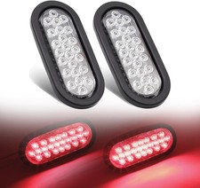 6 Inch Oval Clear Lens Red 24 LED Stop Brake Signal Lights Clearance Lamp Univer