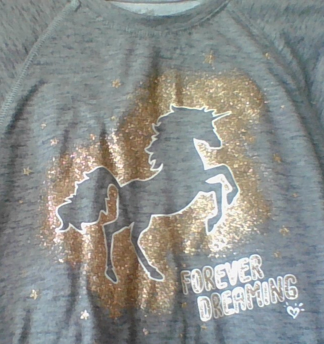 Justice Gold Glitter Unicorn/Stars LSlv Top "Forever Dreaming" Sz 6/7 Magical
