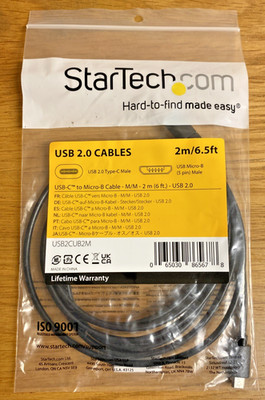 ** StarTech Kabel 2m USB C auf Micro-USB B 2.0 - USB2CUB2M - Neu & Versiegelt **