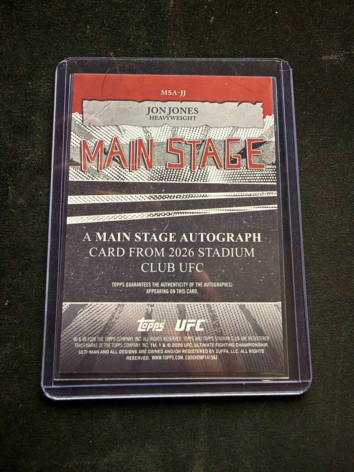 2026 Topps UFC Stadium Club - Jon Jones Main Stage Autograph Card view 2