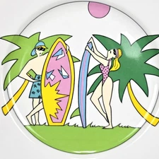 Studio Nova Sunbathing Beach Surf Retro Very Rare 12" Charger Plate 80s Vintage