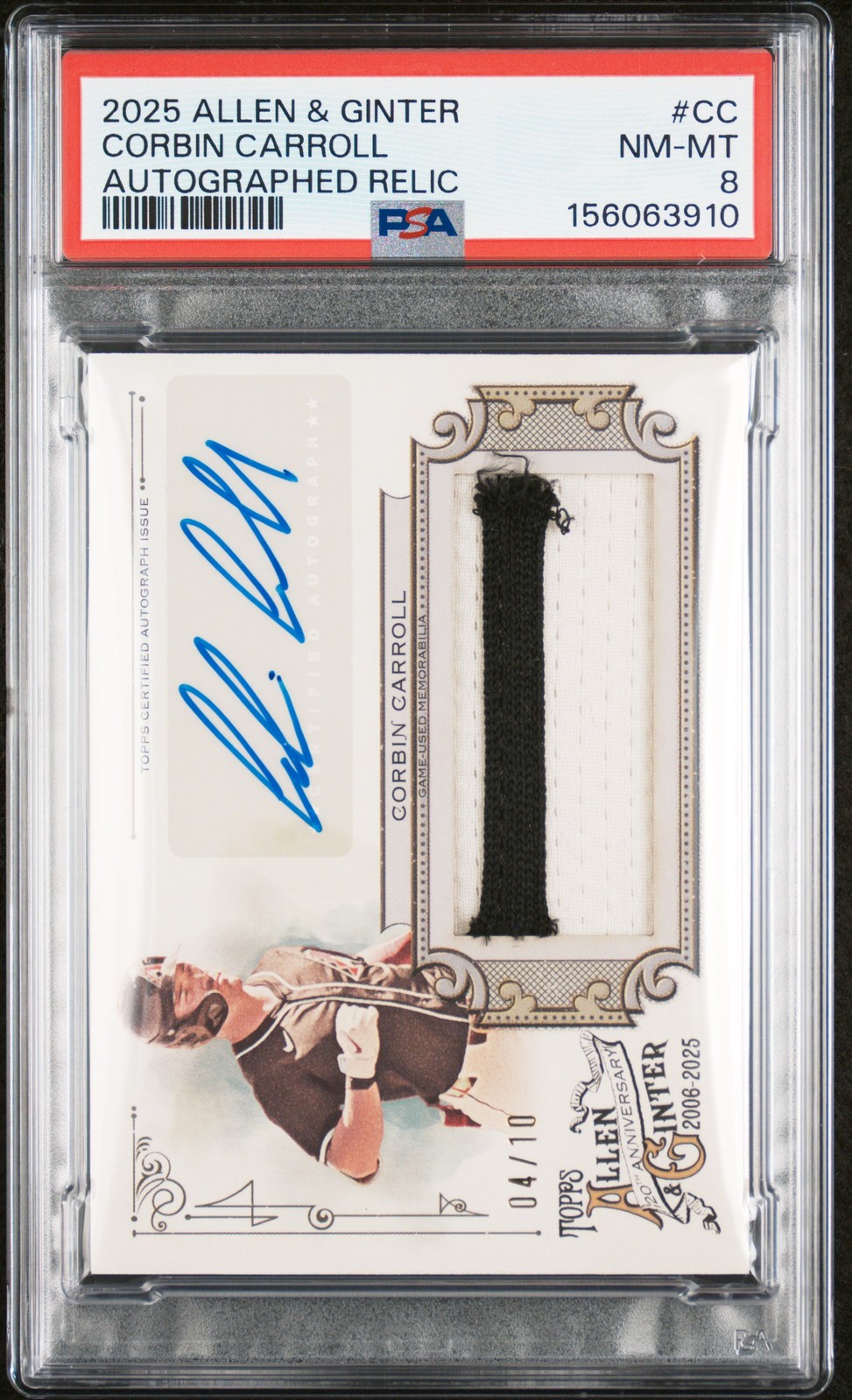 Corbin Carroll Topps Autographed Relics #AGAR-CC AU #/10 PSA 8 Diamondbacks