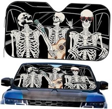 Funny Skull Car Windshield Sunshade for Big 51x27.5 inches Funny Skulls Drive