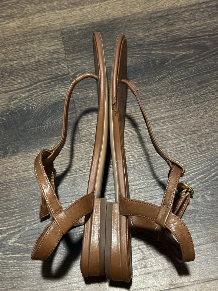 Sandalias de tanga marrón Lauren Ralph Lauren para mujer con hebilla trasera talla 8 Foto 3 de 4