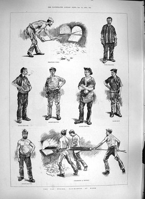 Alter antiker Druck 1889 Gasschlag Retorte Madden Morris O'Brien Atkinson 19.