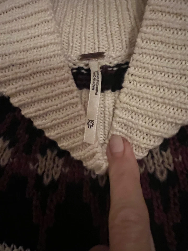 $198 Free People Size xs Scotland Neutral Combo Long Sleeve Mini Dress - Image 4 of 4