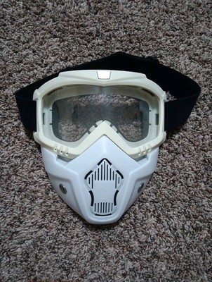White Airsoft Full Face Mask with Adjustable Strap Tactical Paintball Protection
