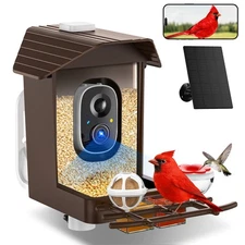 Smart Bird Feeder with Camera Solar Powered, Birdfeeder Cam for Outside Garde...