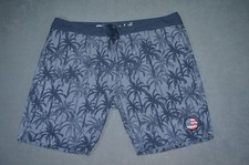 Travis Mathew Board Shorts Mens 42 Swim Trunks Blue Palm Tree Unlined 9"