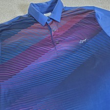Greg Norman Play-Dry Marlin Men's Blue Multicolor Polo Shirt Short Sleeve SZ XL
