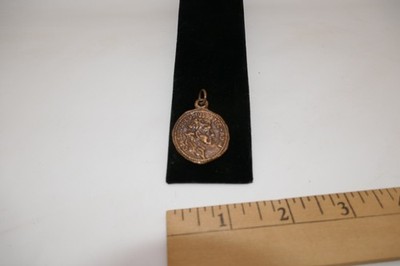 vintage 1 inch  copper catholic Saint Mary Caesar Augustus pendant