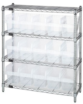 Quantum Storage Systems - WR4-39-1236-802CL - Wire Shelving Unit With Bins Clear