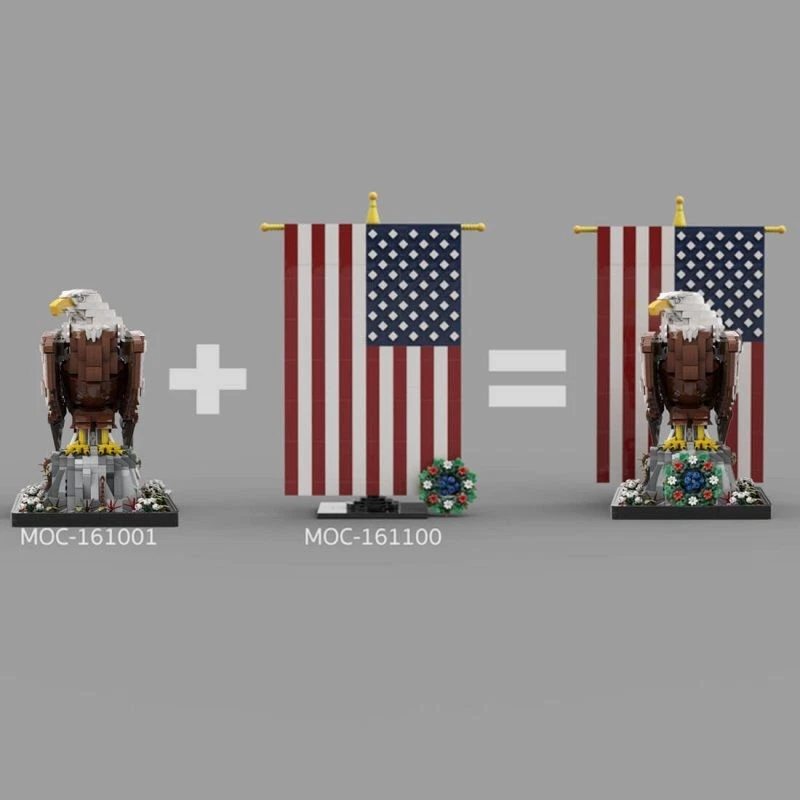 Compatible American Bald Eagle with Flag 1965 Pieces Building Toys Set - Image 3 of 4