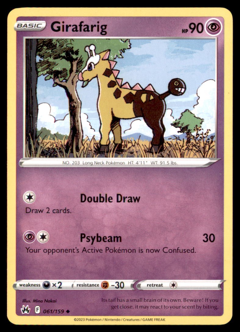 Pokemon Girafarig 61 Crown Zenith Basic 061/159 5 Card Lot Non Holo