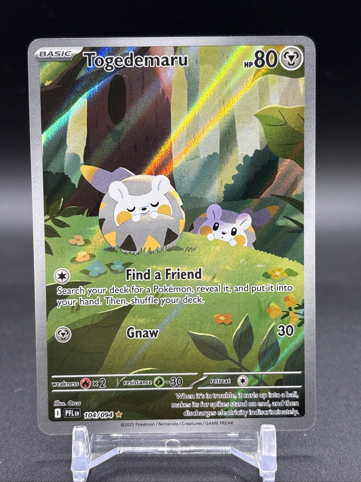 Togedemaru 104/094 Me02: Phantasmal Flames Holo NM (D)