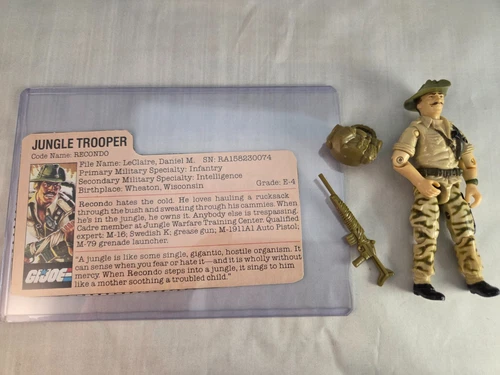 Gi Joe Hasbro 1984 Recondo Jungle Figure File Card Vintage ARAH 3.75 Complete