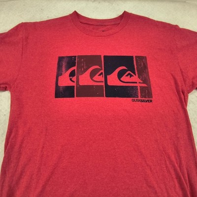Quiksilver Short Sleeve Crew Neck Graphic Shirt Womens Size Large L Red