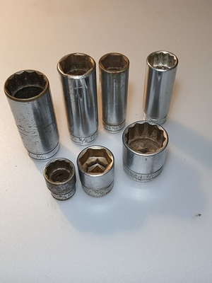 #ad Snap On 7pc Misc Socket Lot SAE Deepweel Short 6pt 12pt Flank Drive All 3 8 Dr. $69.99