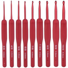 9 St&uuml;ck Ergonomische H&auml;kelnadeln Set Rot Soft Grip 2,0-6,0 mm f&uuml;r Arthritische H&auml;nde