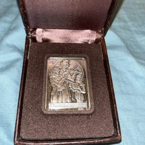 Norman Rockwell's Christmas Trio 1974 Ingot .999 Fine Silver Art Bar Ingot 1 Oz