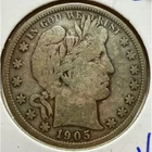 1905-S Barber Half Dollar 90% Silver US Coin San Francisco Mint Early 1900s